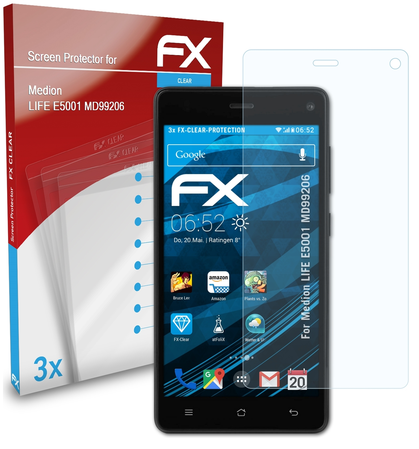 ATFOLIX Medion (MD99206)) 3x FX-Clear LIFE Displayschutz(für E5001