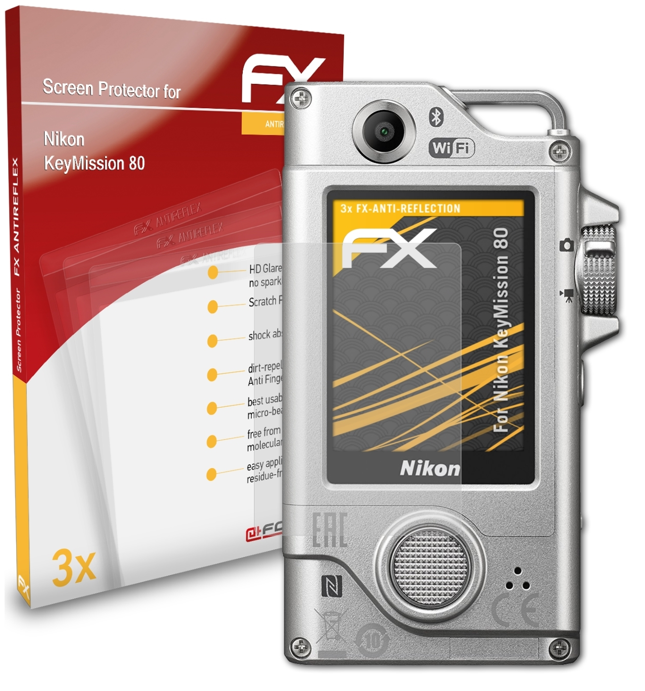 ATFOLIX 3x FX-Antireflex Displayschutz(für Nikon 80) KeyMission