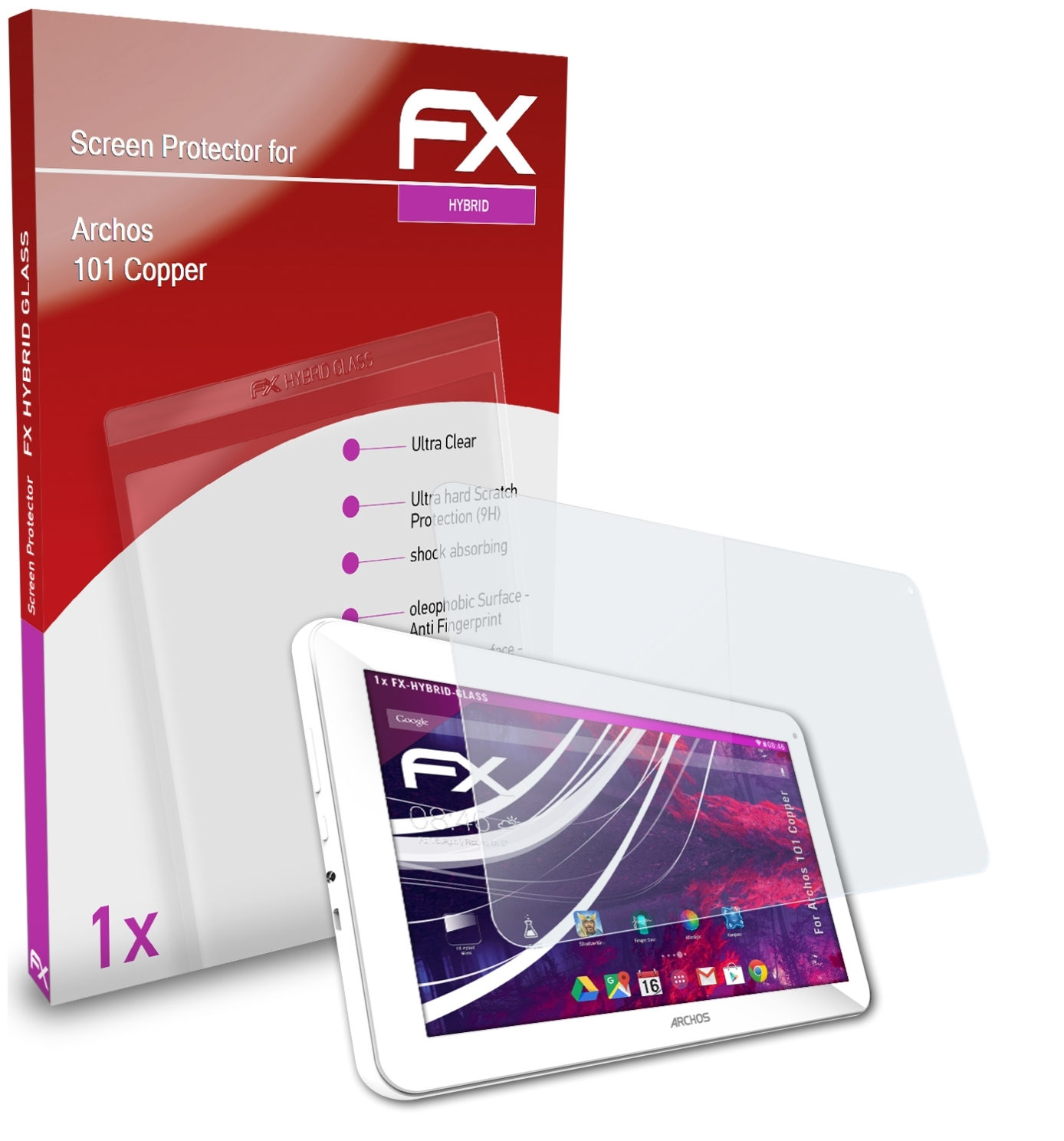 Archos 101 ATFOLIX FX-Hybrid-Glass Schutzglas(für Copper)