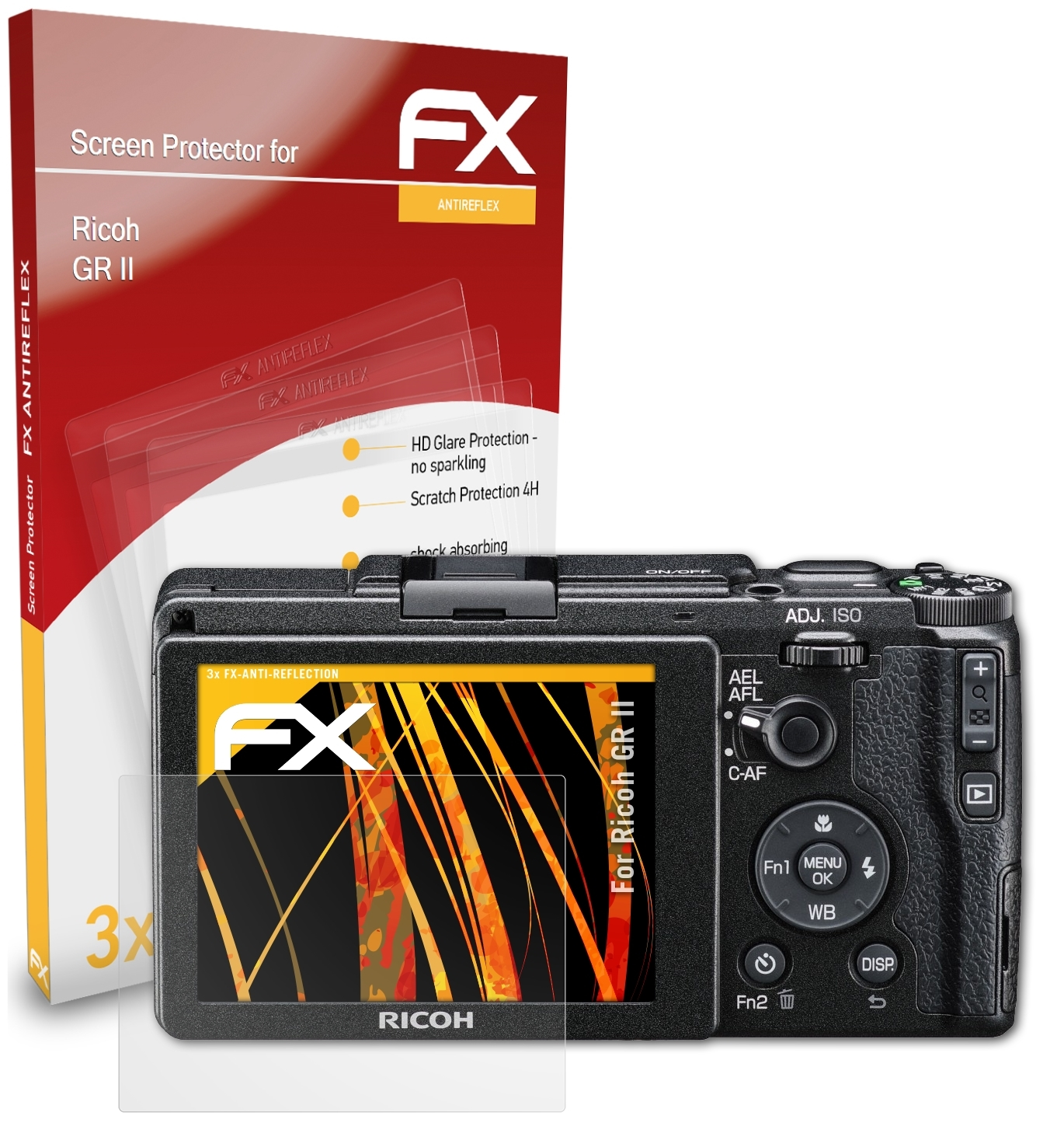 3x Ricoh II) GR FX-Antireflex ATFOLIX Displayschutz(für