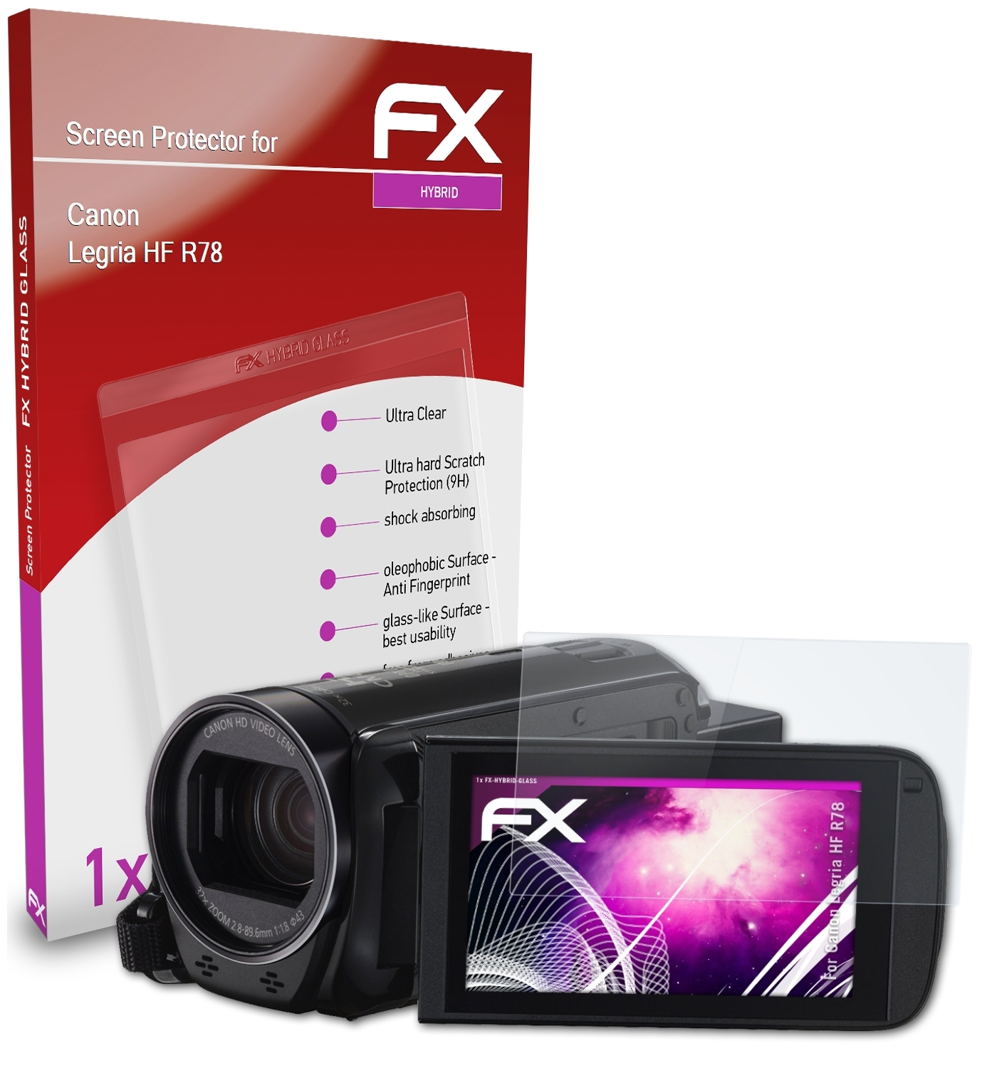 R78) FX-Hybrid-Glass Legria HF Schutzglas(für Canon ATFOLIX