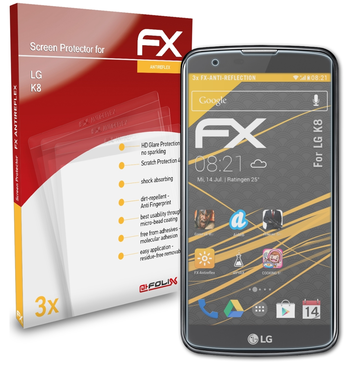 Displayschutz(für ATFOLIX K8) LG FX-Antireflex 3x