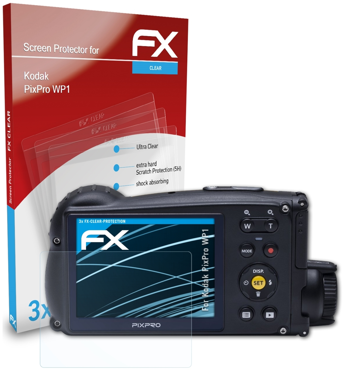 ATFOLIX 3x FX-Clear WP1) Kodak PixPro Displayschutz(für
