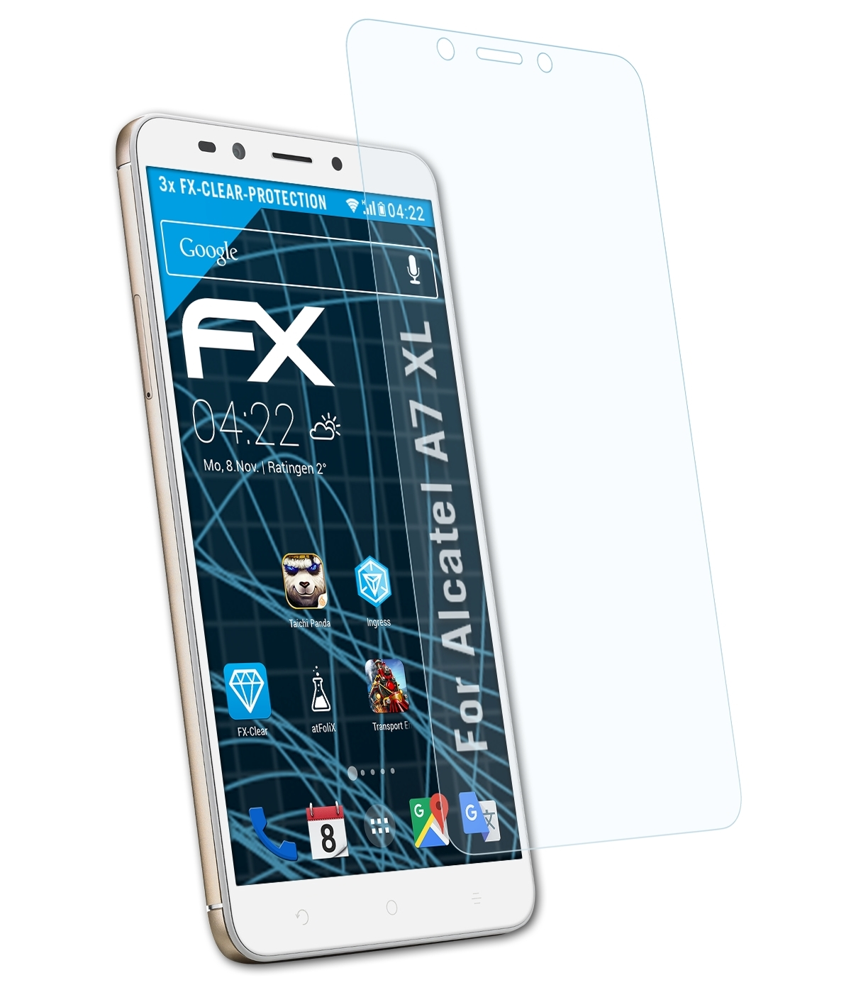 XL) Alcatel A7 ATFOLIX FX-Clear Displayschutz(für 3x