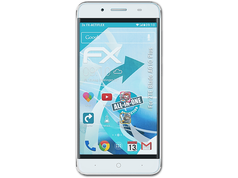 ZTE 3x Blade ATFOLIX FX-ActiFleX Plus) A610 Displayschutz(für