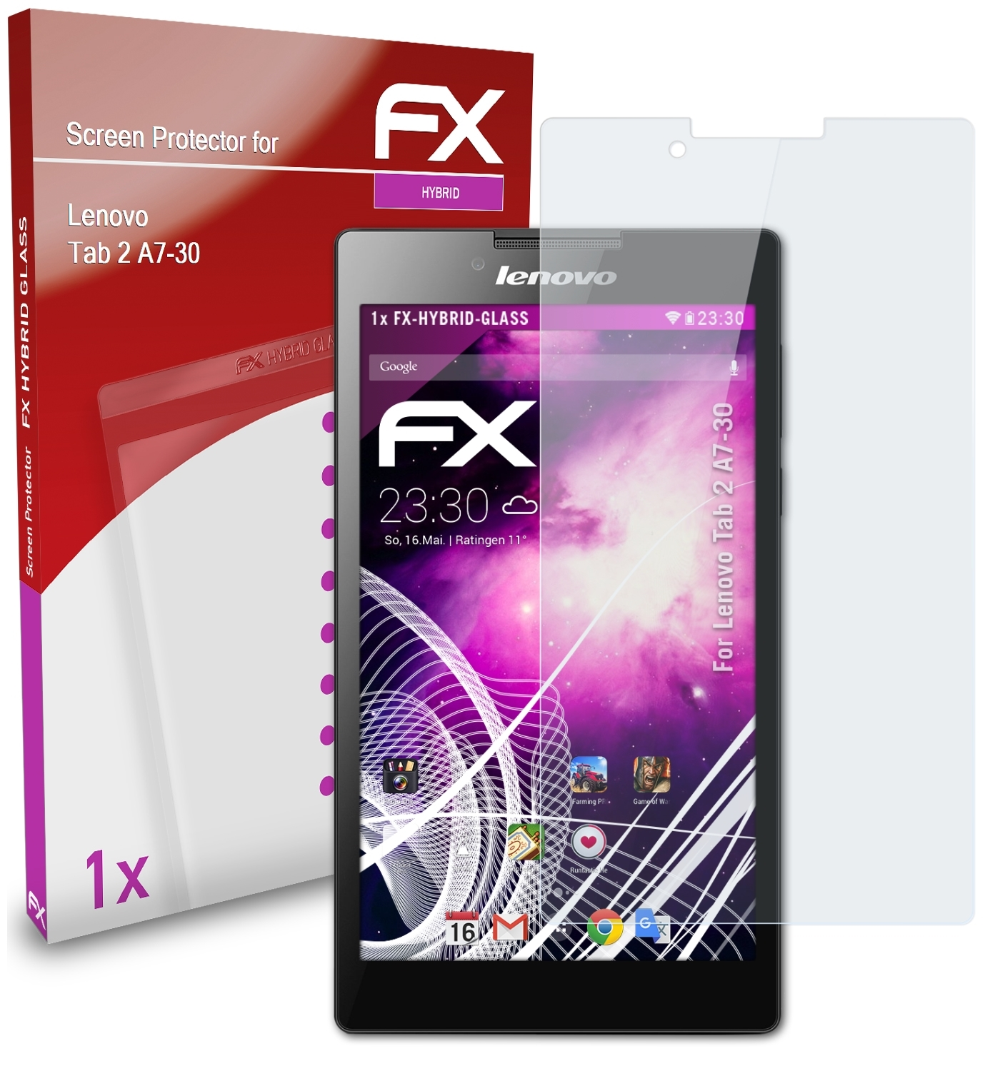 ATFOLIX FX-Hybrid-Glass Schutzglas(für 2 Lenovo Tab A7-30)