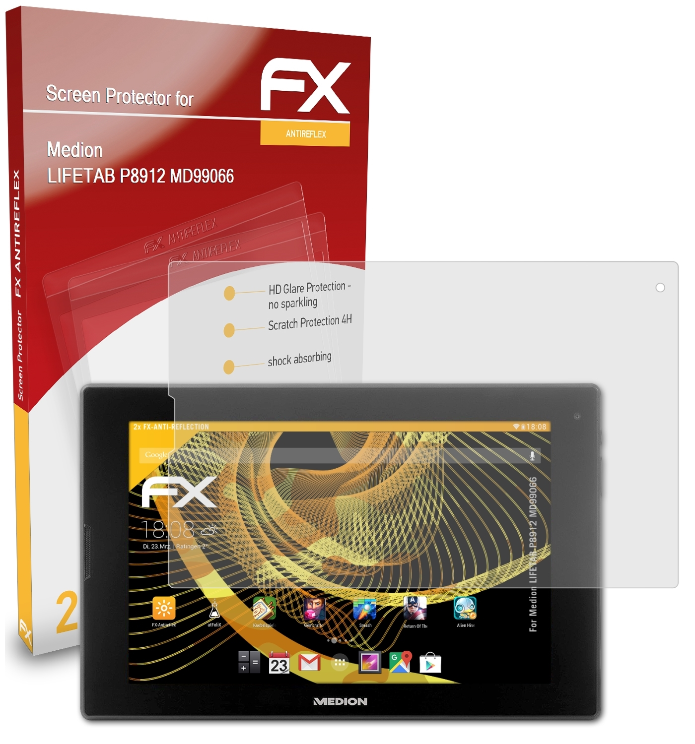 P8912 ATFOLIX Medion LIFETAB (MD99066)) FX-Antireflex 2x Displayschutz(für