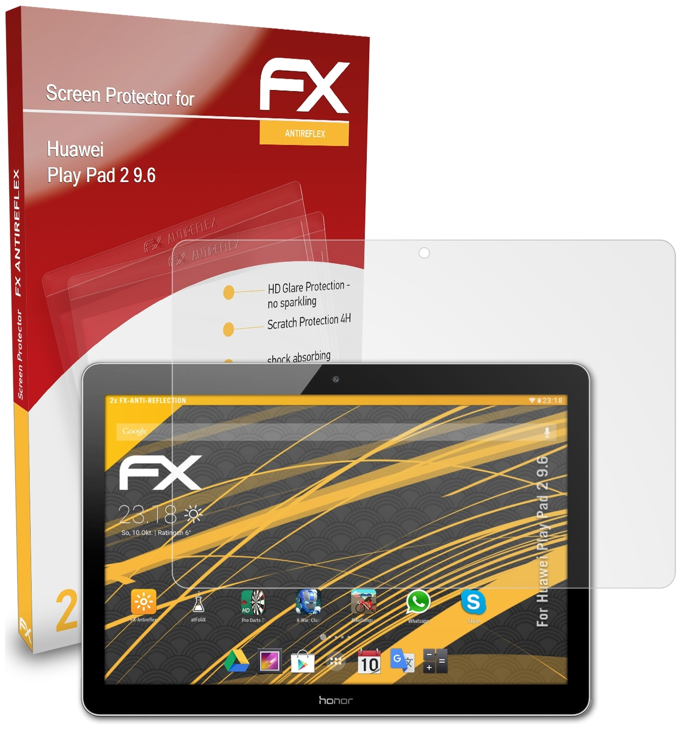 2x FX-Antireflex Pad ATFOLIX Displayschutz(für 9.6) 2 Play Huawei