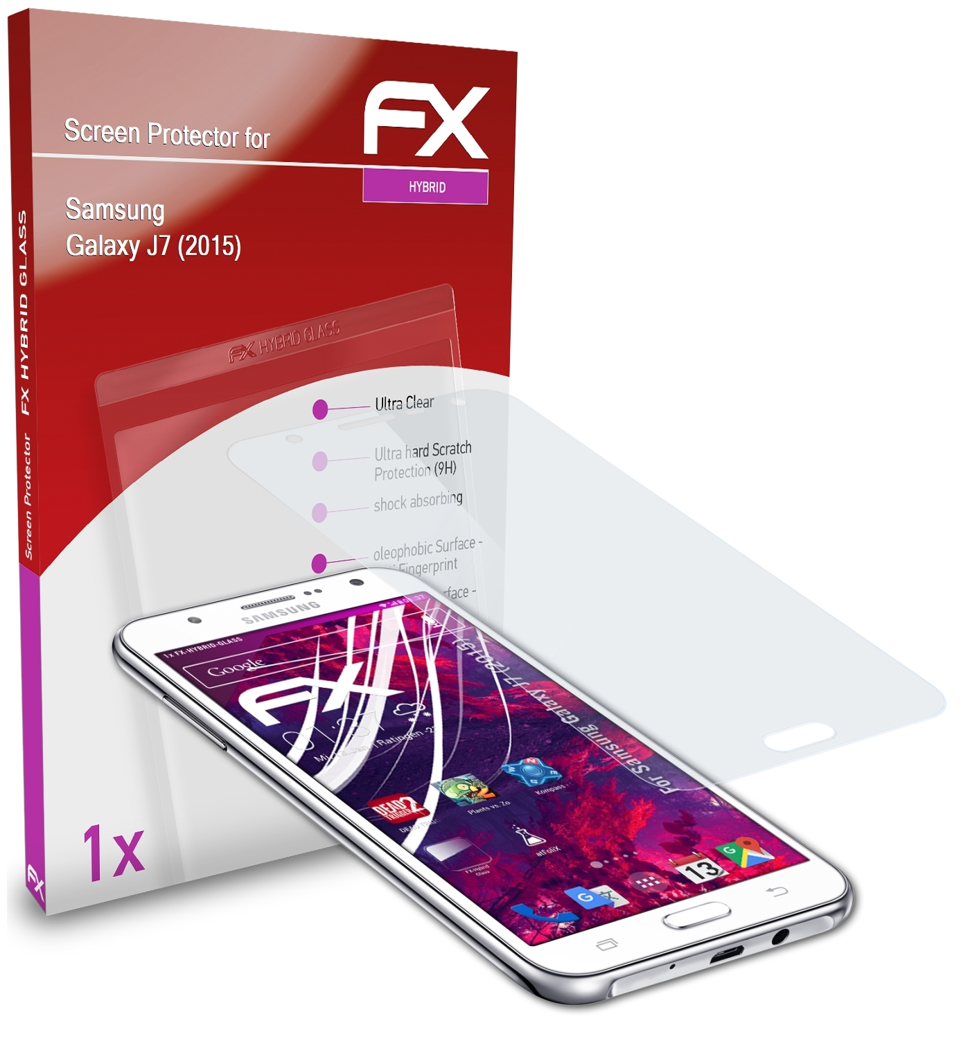 ATFOLIX FX-Hybrid-Glass Schutzglas(für Samsung Galaxy J7 (2015))
