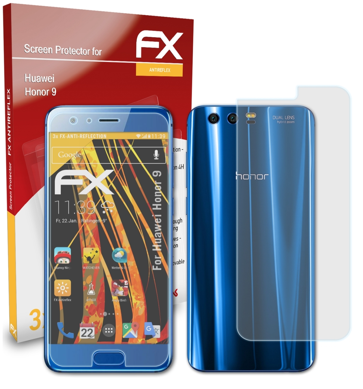 Huawei Honor 3x ATFOLIX 9) FX-Antireflex Displayschutz(für