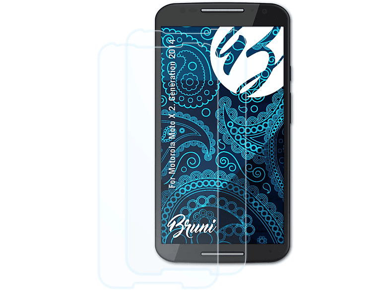 BRUNI 2x Basics-Clear Schutzfolie(für Motorola Moto X (2. Generation 2014))