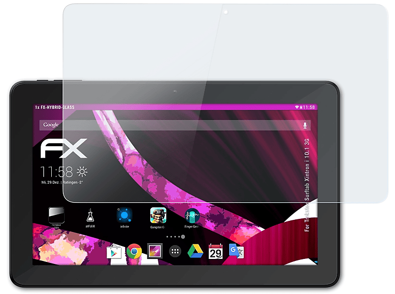 ATFOLIX FX-Hybrid-Glass Schutzglas(für Trekstor Surftab 3G) Xintron 10.1 i