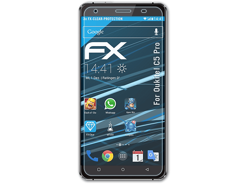 ATFOLIX Displayschutz(für Pro) Oukitel C5 3x FX-Clear