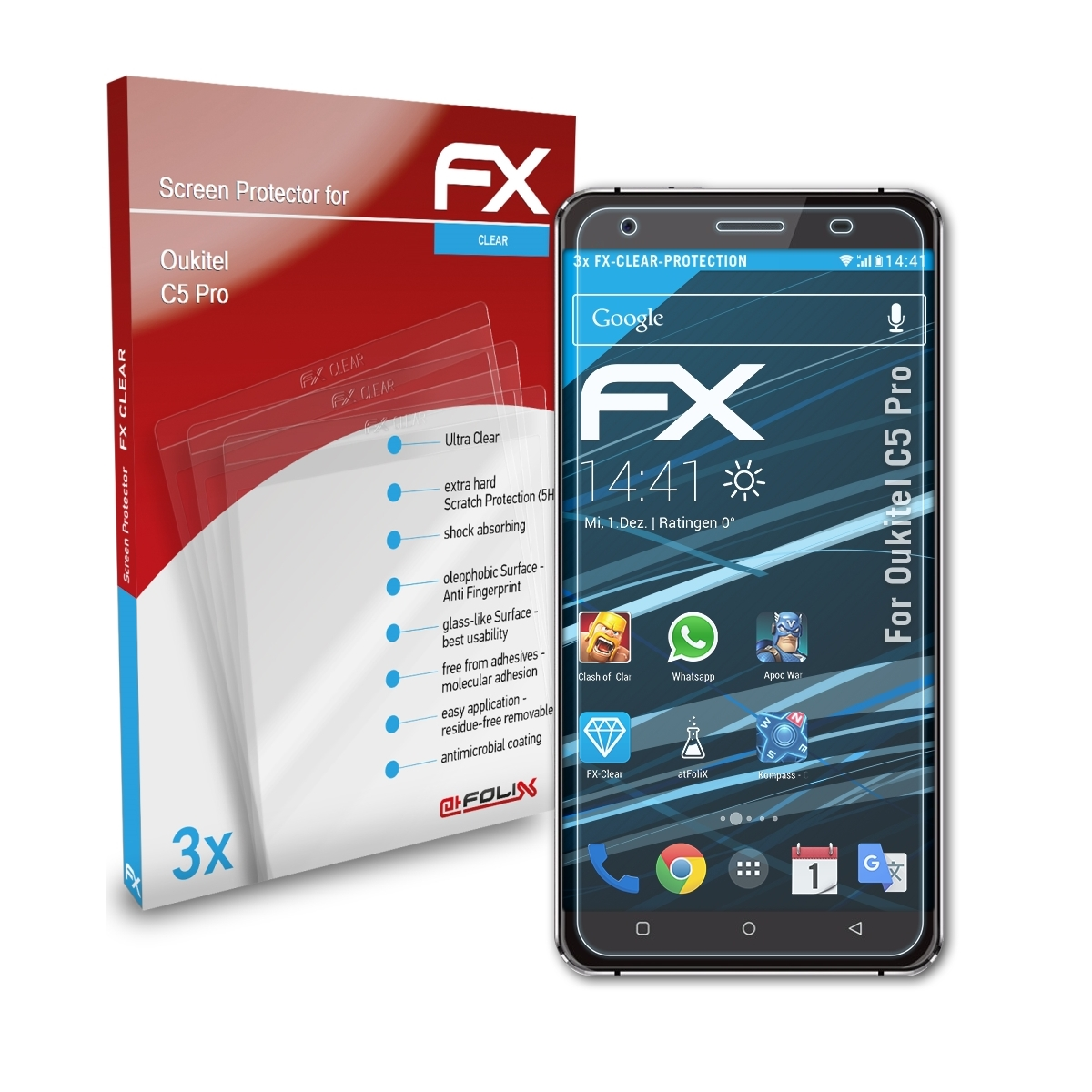 FX-Clear Displayschutz(für Oukitel Pro) C5 3x ATFOLIX