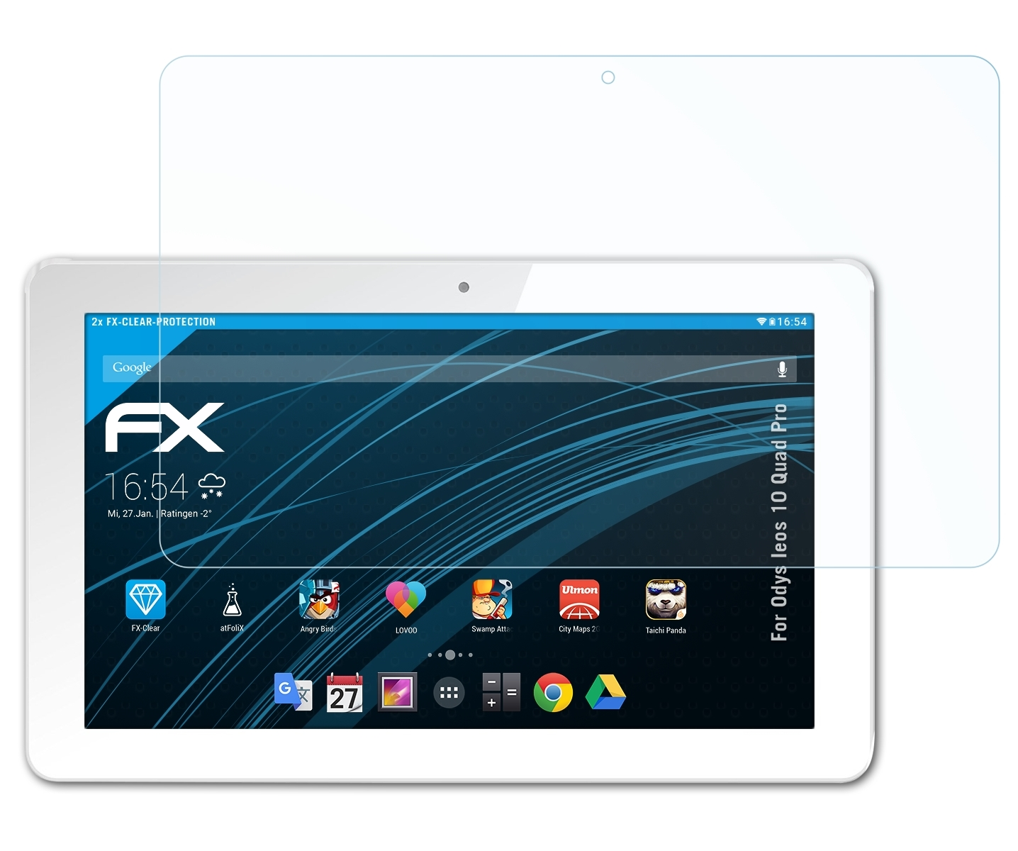 ATFOLIX 2x FX-Clear Displayschutz(für Odys Quad 10 Pro) Ieos