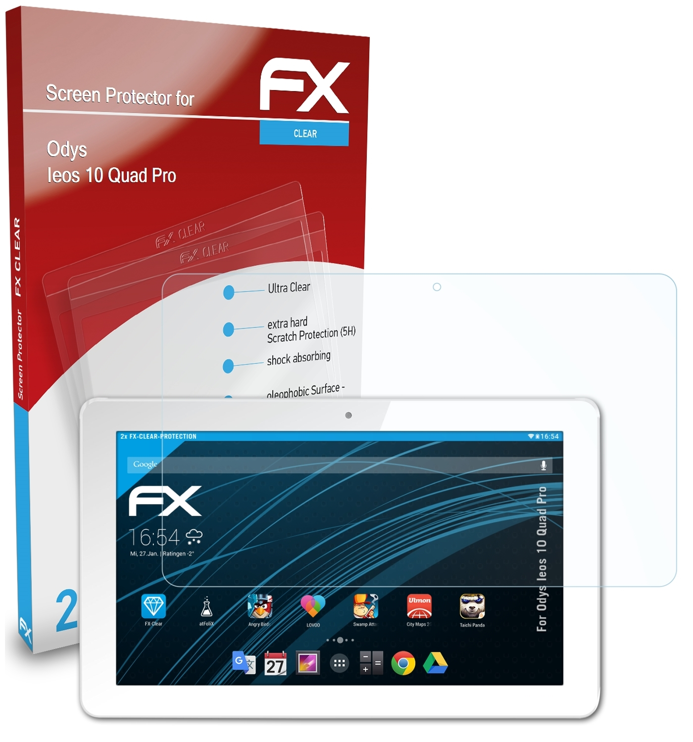 Ieos Pro) ATFOLIX 10 2x Displayschutz(für Quad FX-Clear Odys