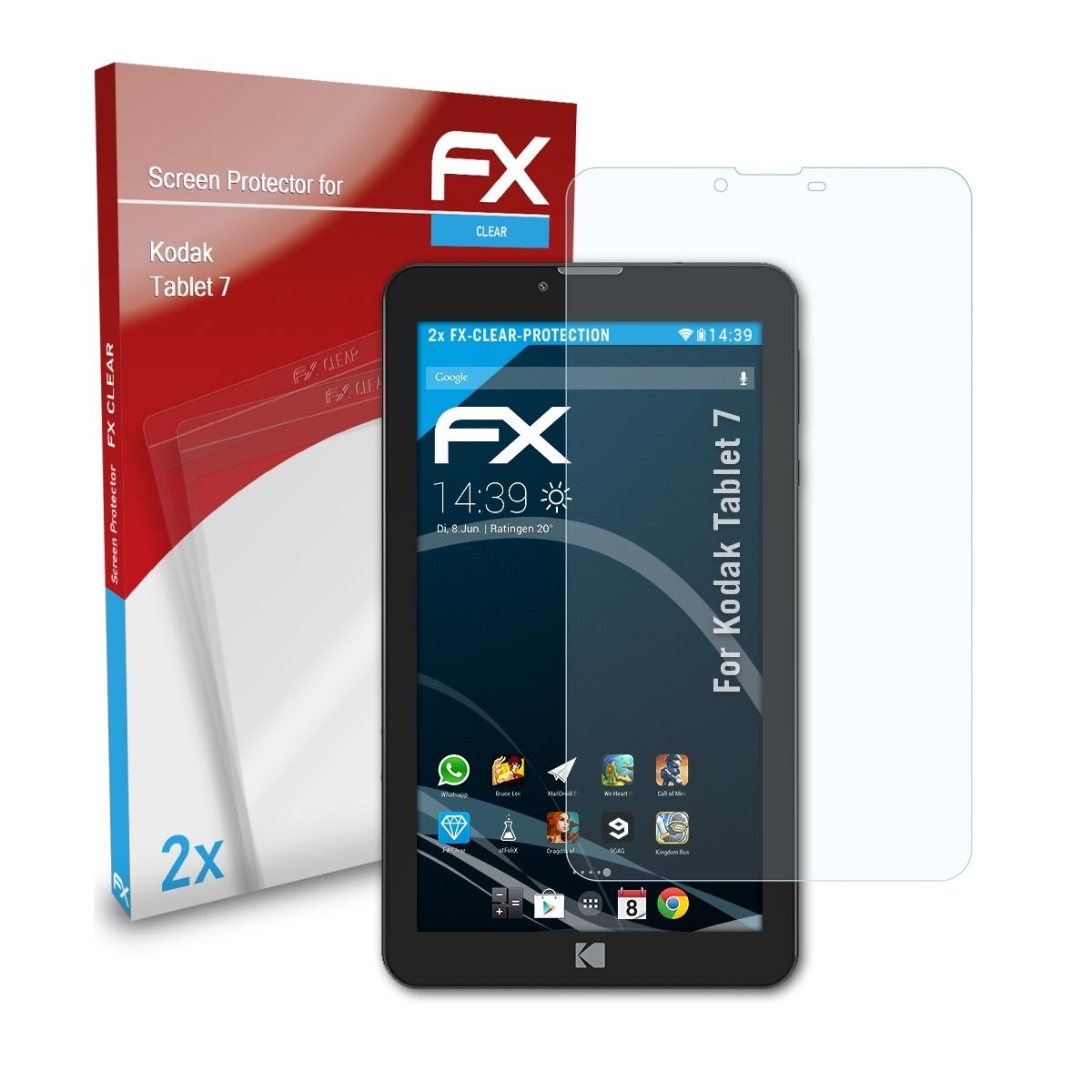 FX-Clear ATFOLIX 7) Kodak Displayschutz(für 2x Tablet