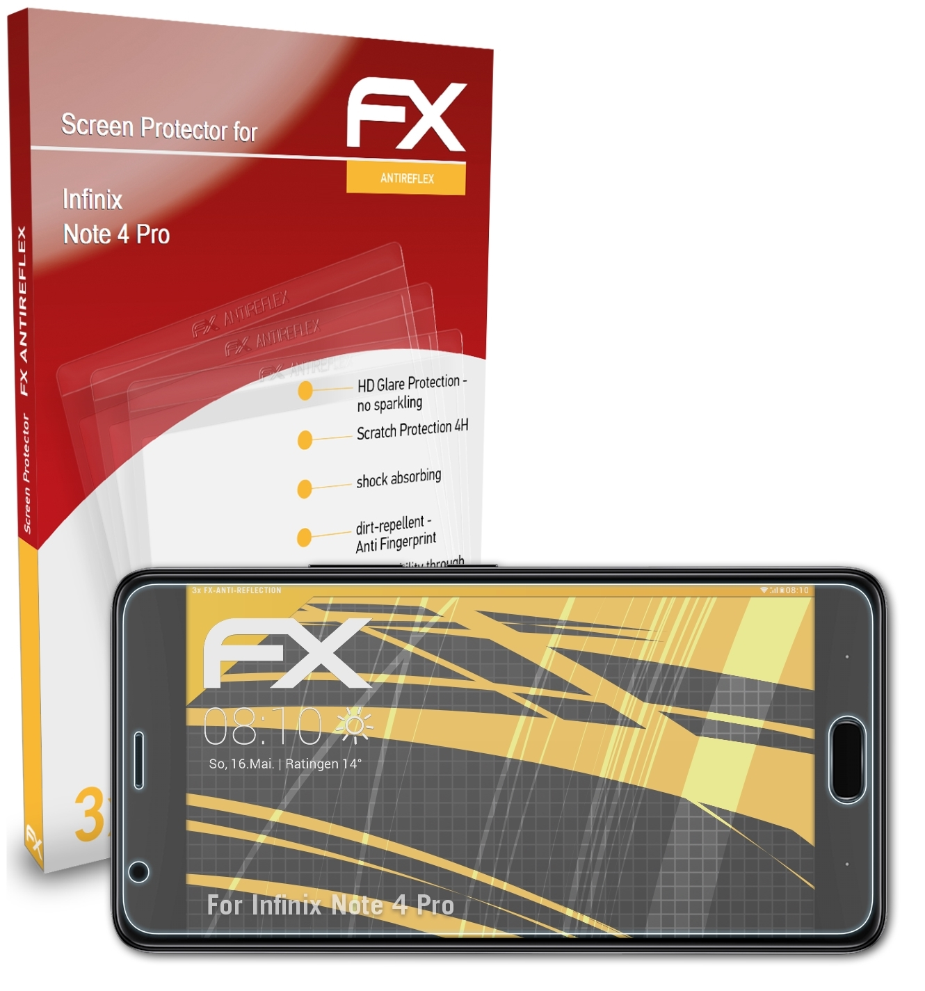 ATFOLIX 3x FX-Antireflex Displayschutz(für Pro) Note Infinix 4
