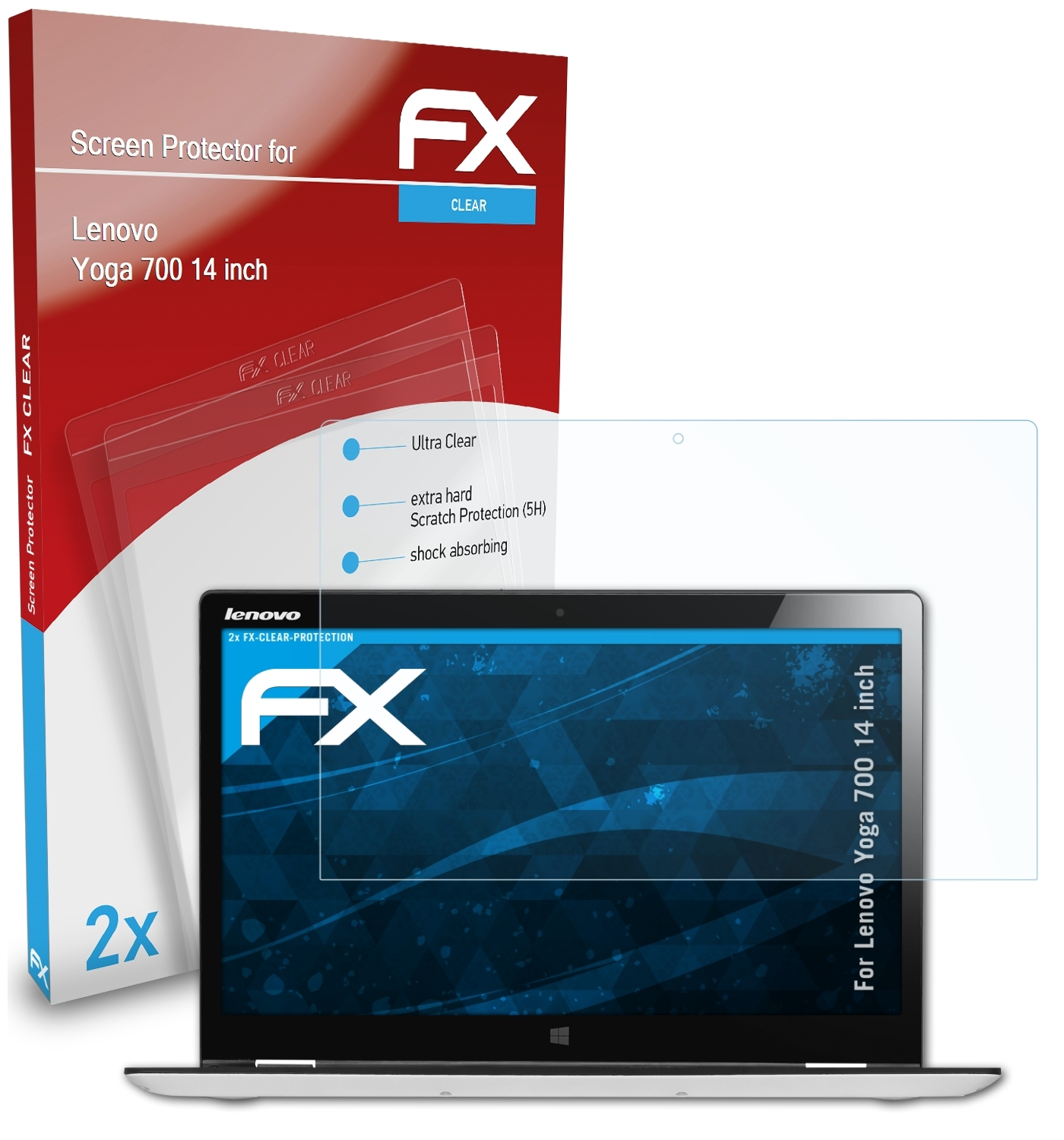ATFOLIX 2x 700 Displayschutz(für inch)) Yoga FX-Clear (14 Lenovo