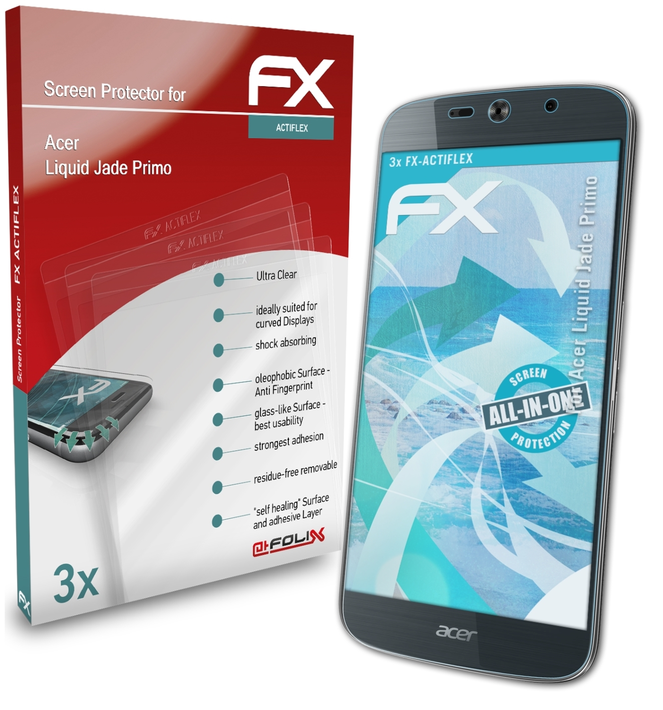 ATFOLIX 3x FX-ActiFleX Acer Liquid Jade Displayschutz(für Primo)