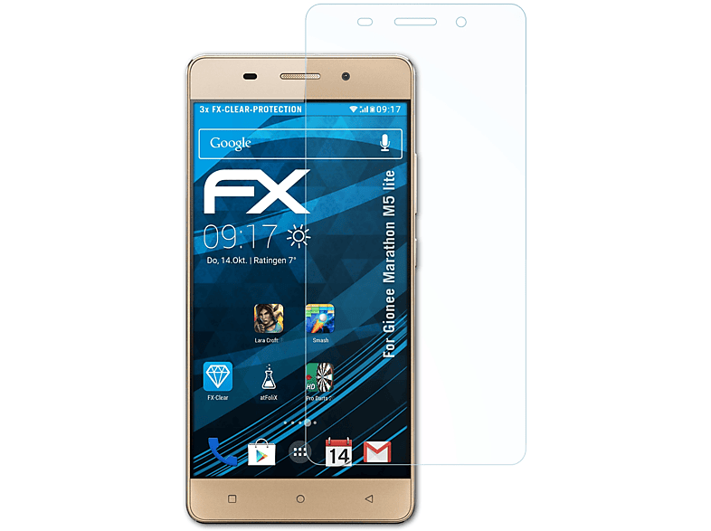 FX-Clear Displayschutz(für Gionee M5 lite) ATFOLIX 3x Marathon