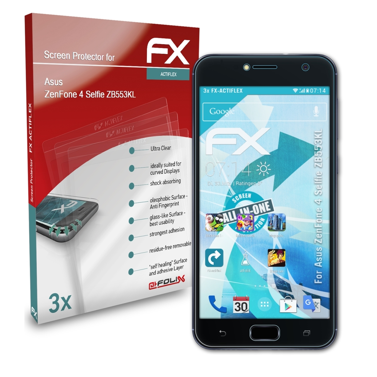 (ZB553KL)) Asus ZenFone 4 FX-ActiFleX 3x Selfie ATFOLIX Displayschutz(für