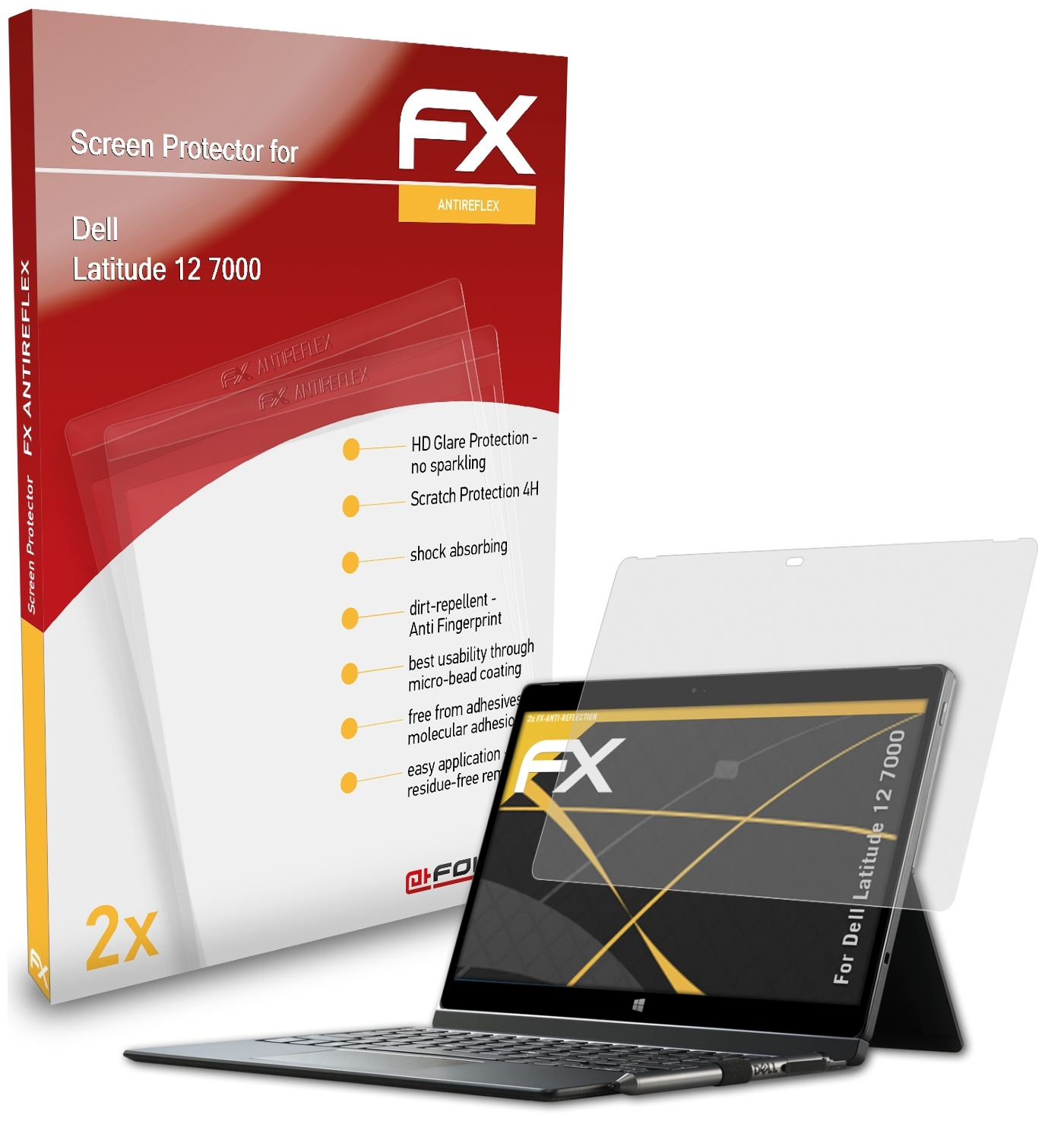 ATFOLIX 2x FX-Antireflex 12 Dell 7000) Displayschutz(für Latitude
