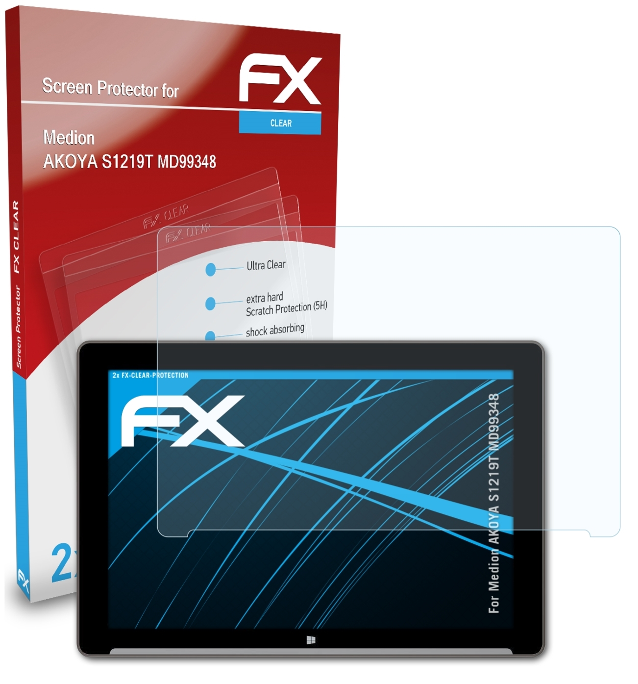 FX-Clear 2x ATFOLIX Displayschutz(für (MD99348)) S1219T AKOYA Medion