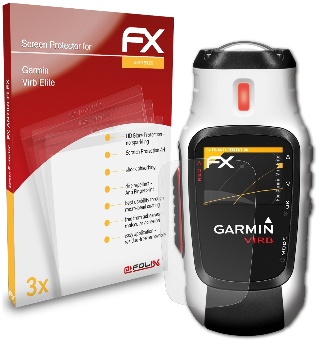 FX-Antireflex ATFOLIX Virb Garmin 3x Elite) Displayschutz(für