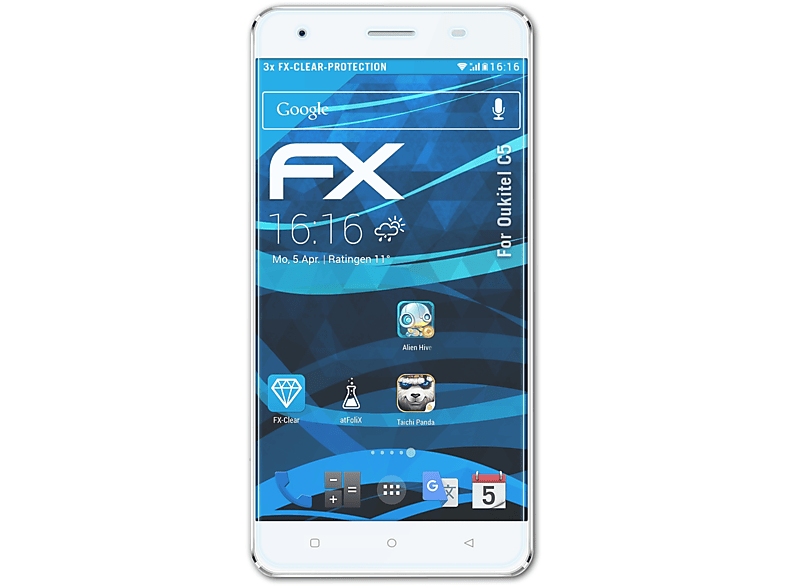 ATFOLIX 3x FX-Clear Displayschutz(für Oukitel C5)