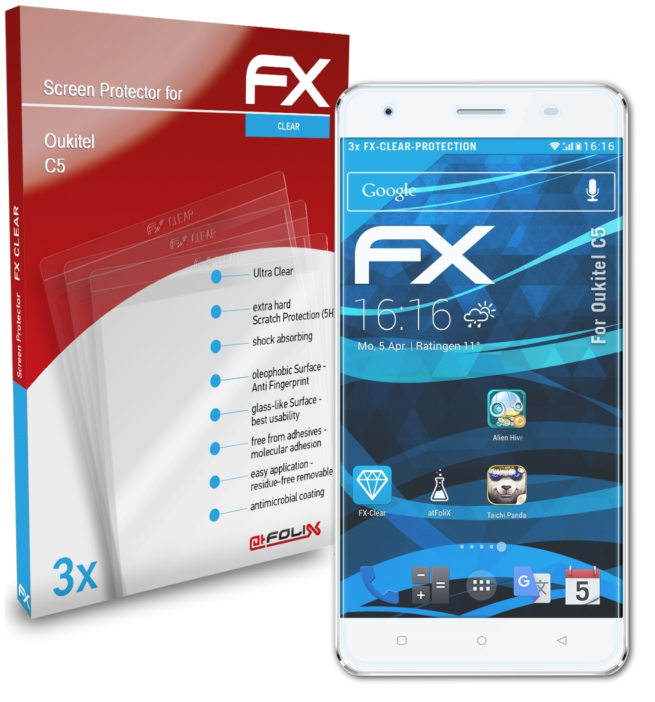 C5) FX-Clear 3x ATFOLIX Displayschutz(für Oukitel