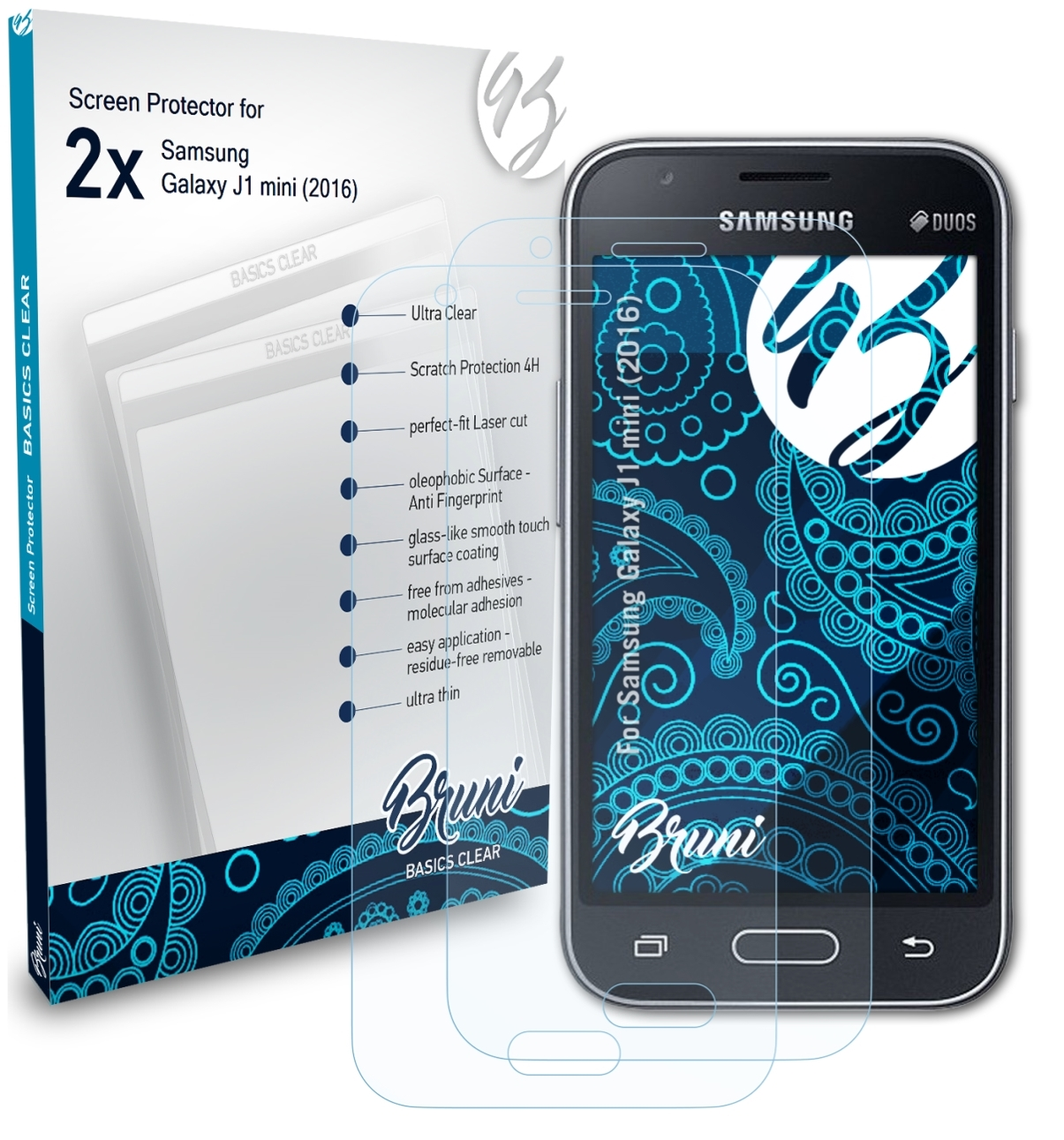 Galaxy Basics-Clear J1 Schutzfolie(für mini (2016)) BRUNI 2x Samsung