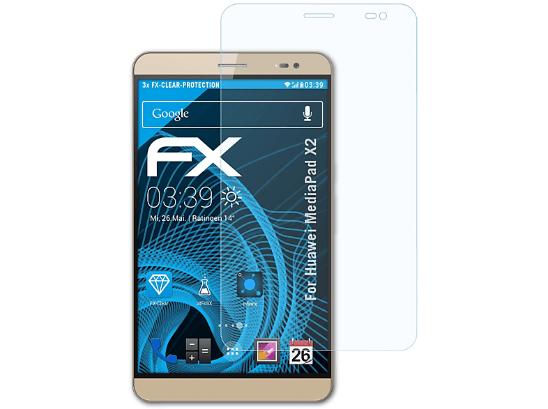ATFOLIX 3x FX-Clear Displayschutz(für Huawei X2) MediaPad