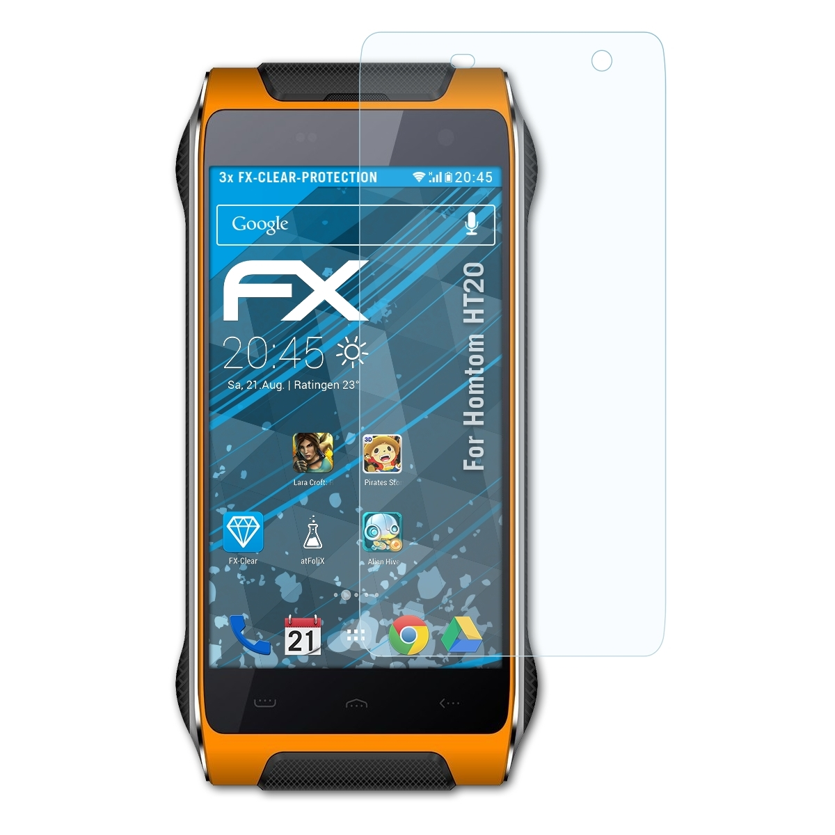 ATFOLIX 3x FX-Clear Homtom HT20) Displayschutz(für