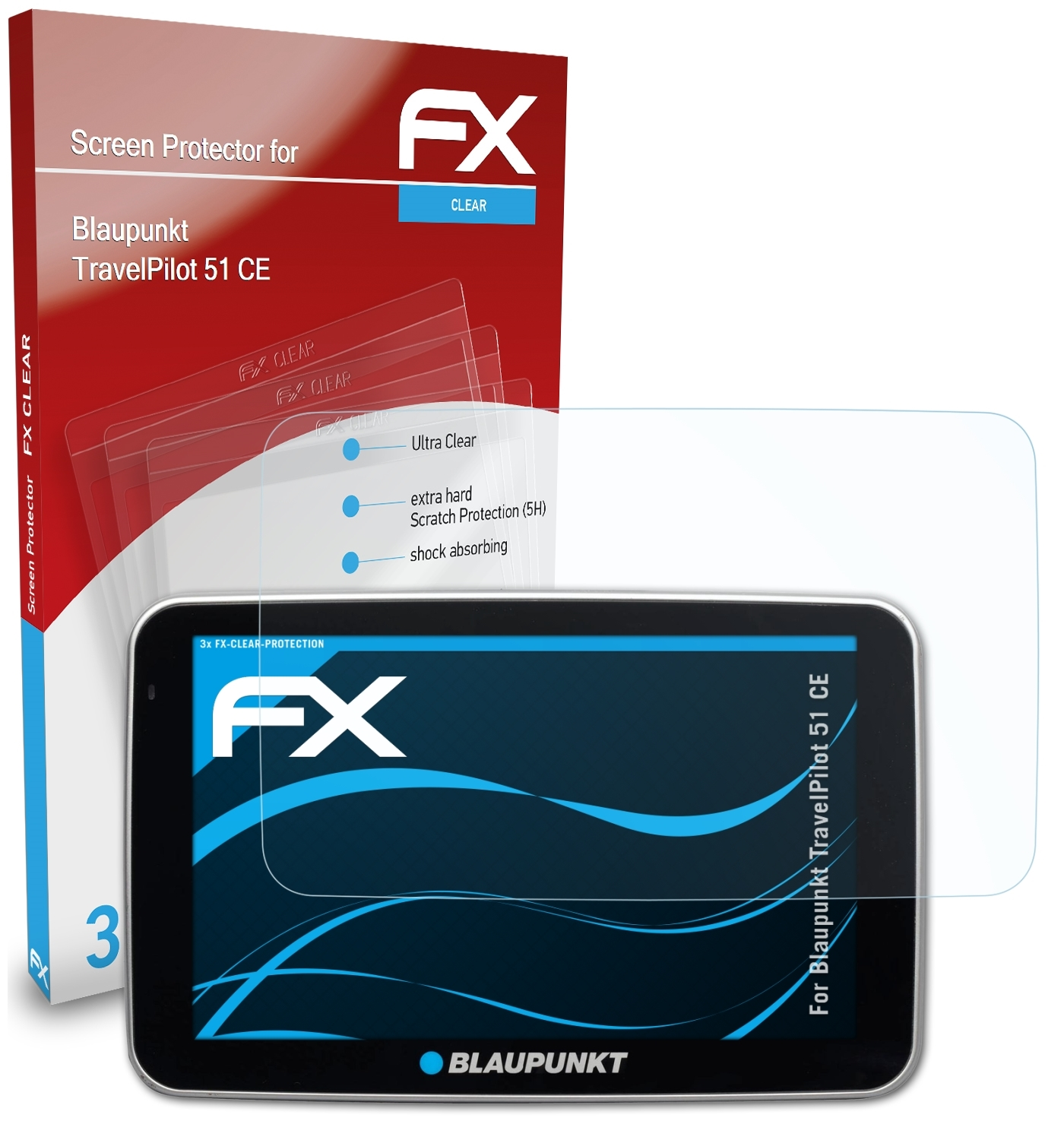 Displayschutz(für Blaupunkt FX-Clear 51 TravelPilot CE) ATFOLIX 3x
