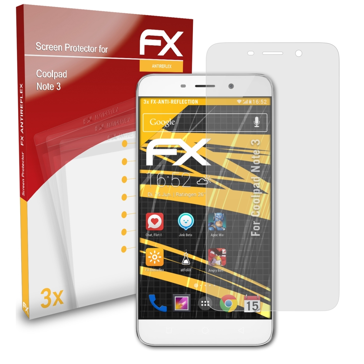ATFOLIX 3x 3) FX-Antireflex Note Coolpad Displayschutz(für