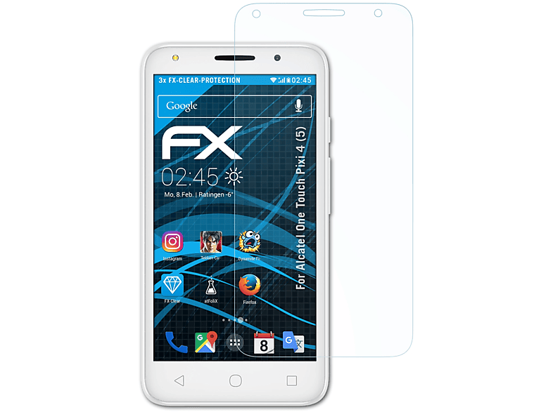 ATFOLIX 3x FX-Clear Displayschutz(für Alcatel One Touch Pixi 4 (5))