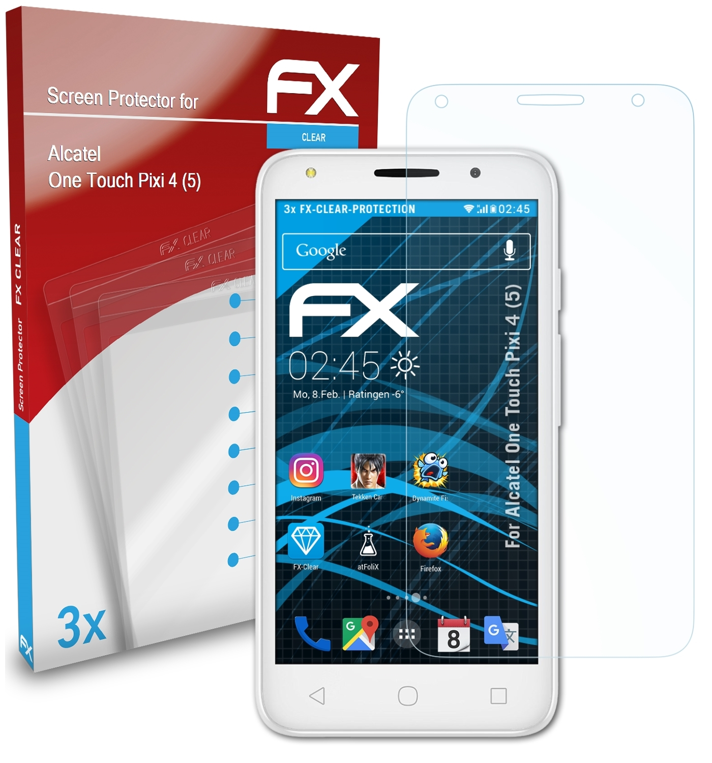 ATFOLIX 3x FX-Clear Displayschutz(für Alcatel (5)) Touch 4 One Pixi