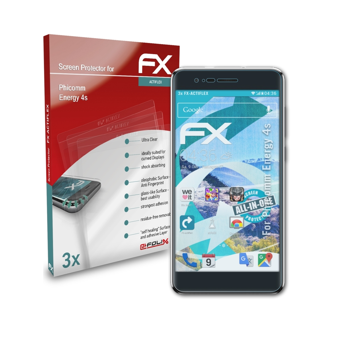 Displayschutz(für 4s) ATFOLIX Energy 3x Phicomm FX-ActiFleX