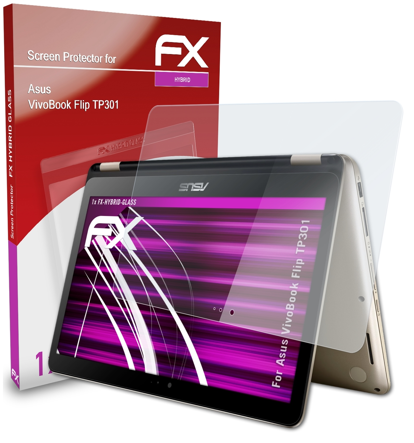 ATFOLIX FX-Hybrid-Glass Schutzglas(für Asus Flip VivoBook TP301)