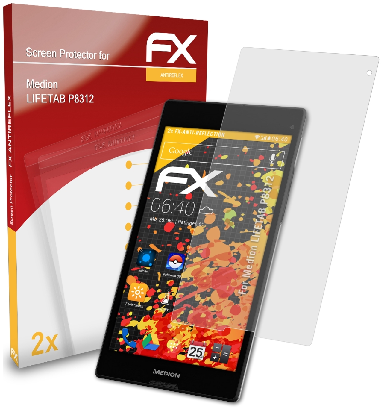 ATFOLIX 2x FX-Antireflex LIFETAB Medion Displayschutz(für P8312)
