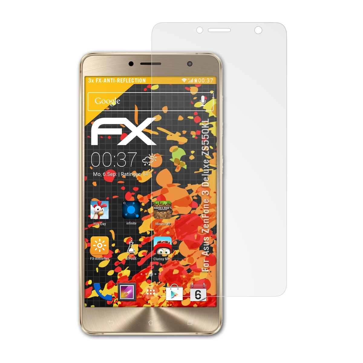 Deluxe ZenFone (ZS550KL)) Displayschutz(für 3 ATFOLIX FX-Antireflex 3x Asus