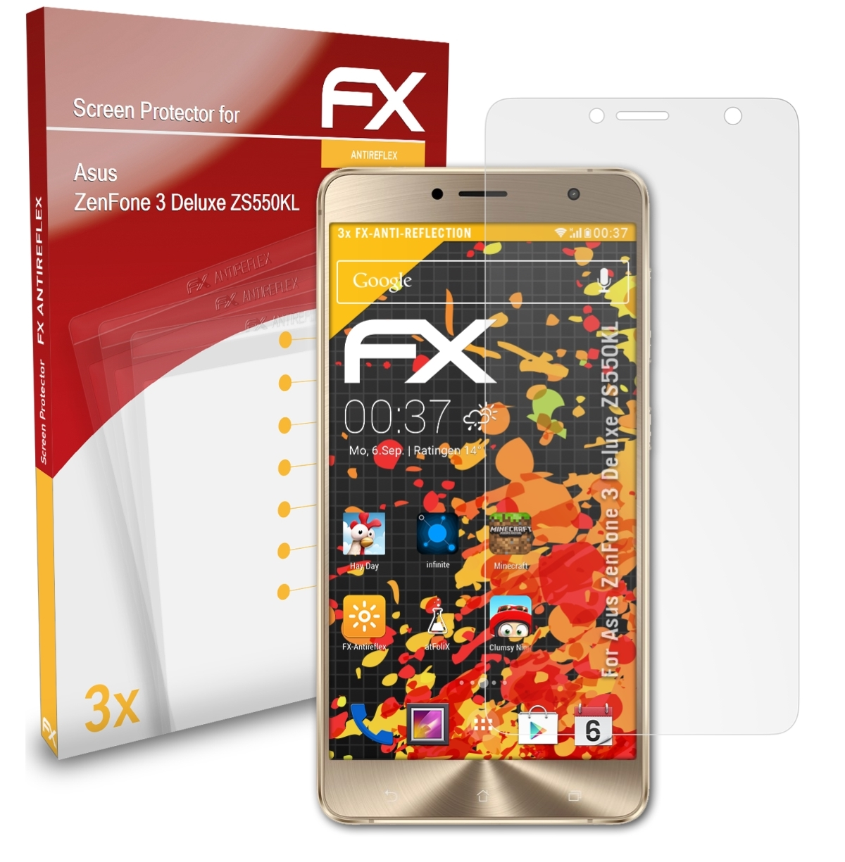 Deluxe ZenFone (ZS550KL)) Displayschutz(für 3 ATFOLIX FX-Antireflex 3x Asus