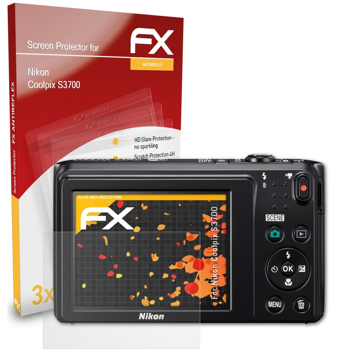 Coolpix Displayschutz(für FX-Antireflex Nikon 3x ATFOLIX S3700)