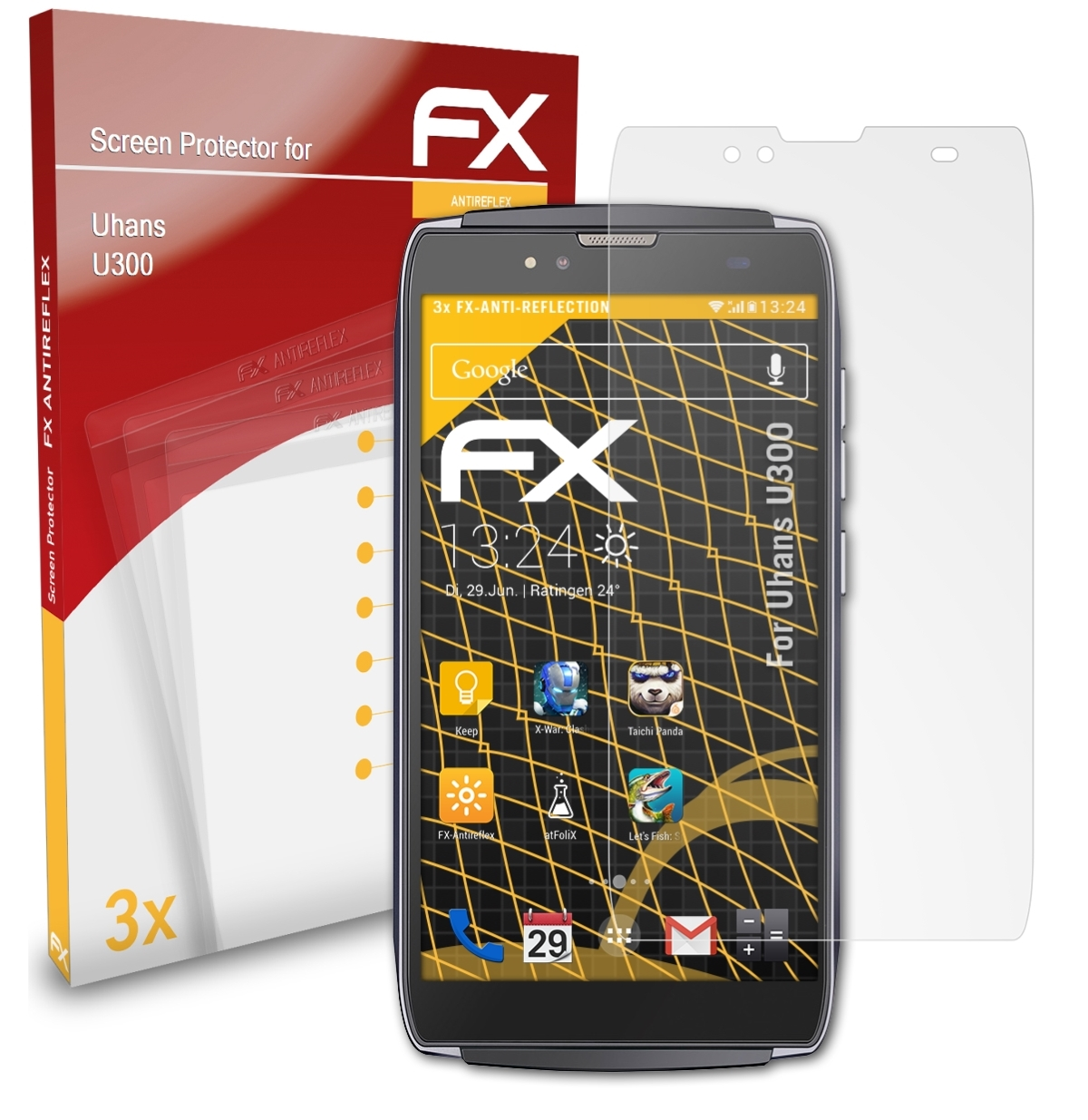 3x Uhans Displayschutz(für ATFOLIX U300) FX-Antireflex
