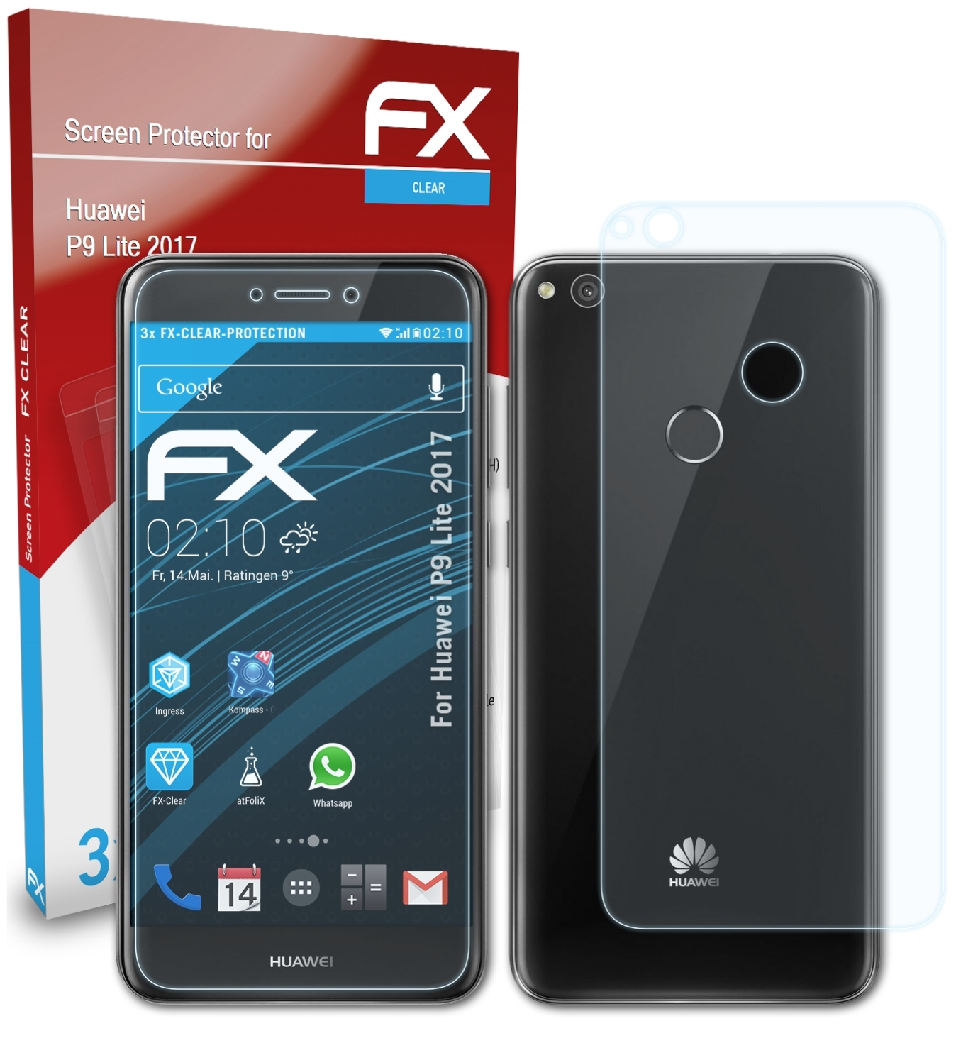P9 ATFOLIX 3x 2017) Lite FX-Clear Huawei Displayschutz(für