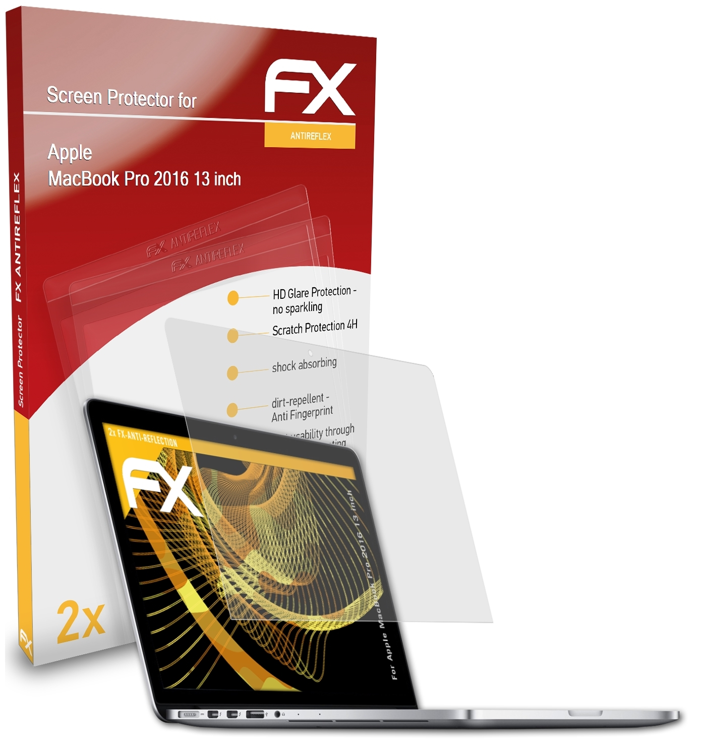 ATFOLIX 2x FX-Antireflex Displayschutz(für Apple 13 2016 inch) Pro MacBook