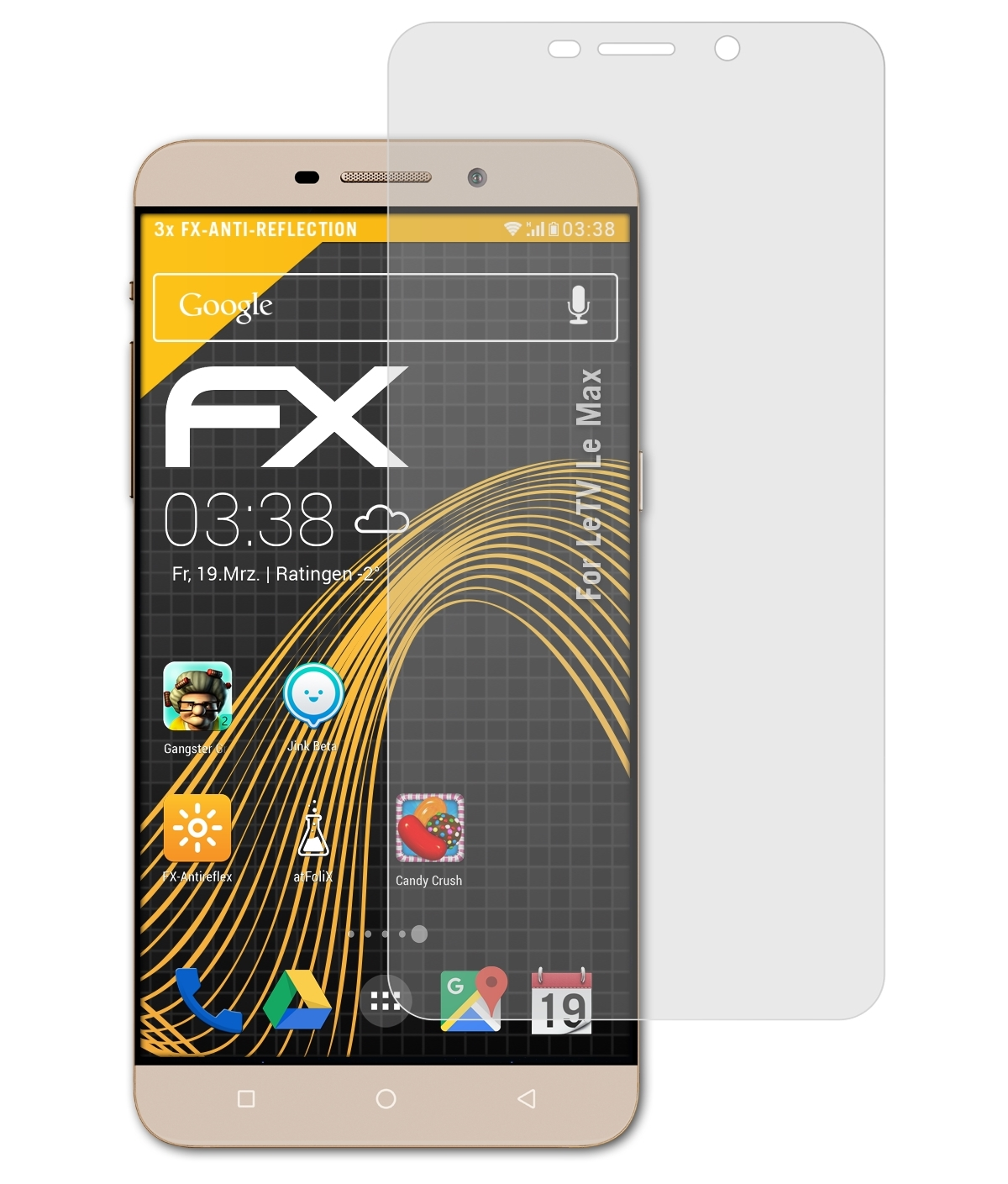 FX-Antireflex Max) 3x LeTV ATFOLIX Le Displayschutz(für