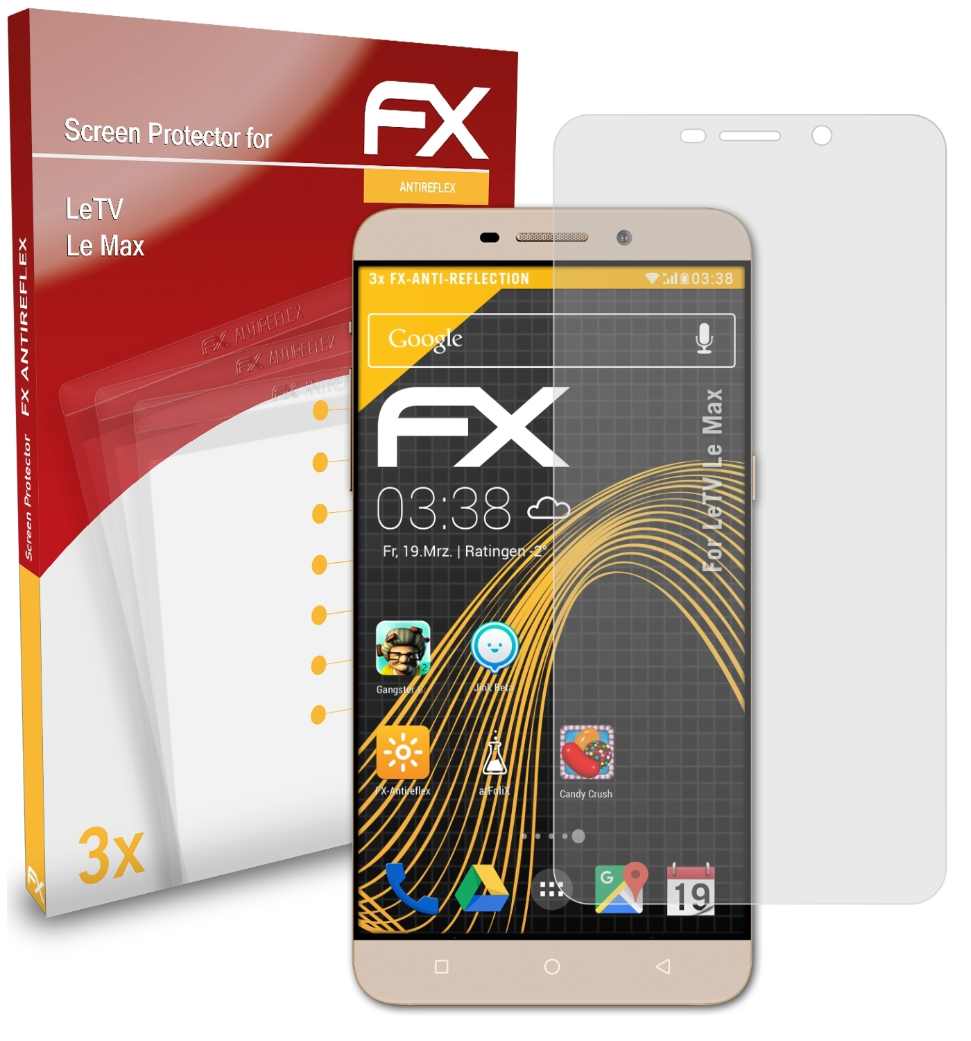 FX-Antireflex Max) 3x LeTV ATFOLIX Le Displayschutz(für