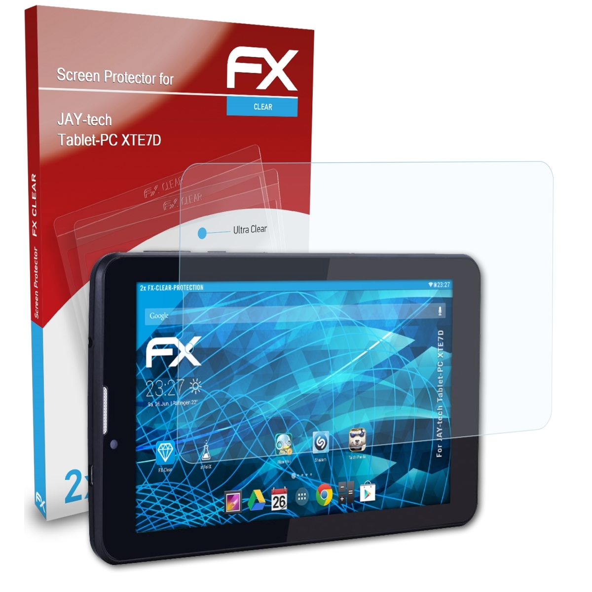 ATFOLIX 2x FX-Clear Displayschutz(für Tablet-PC JAY-tech XTE7D)